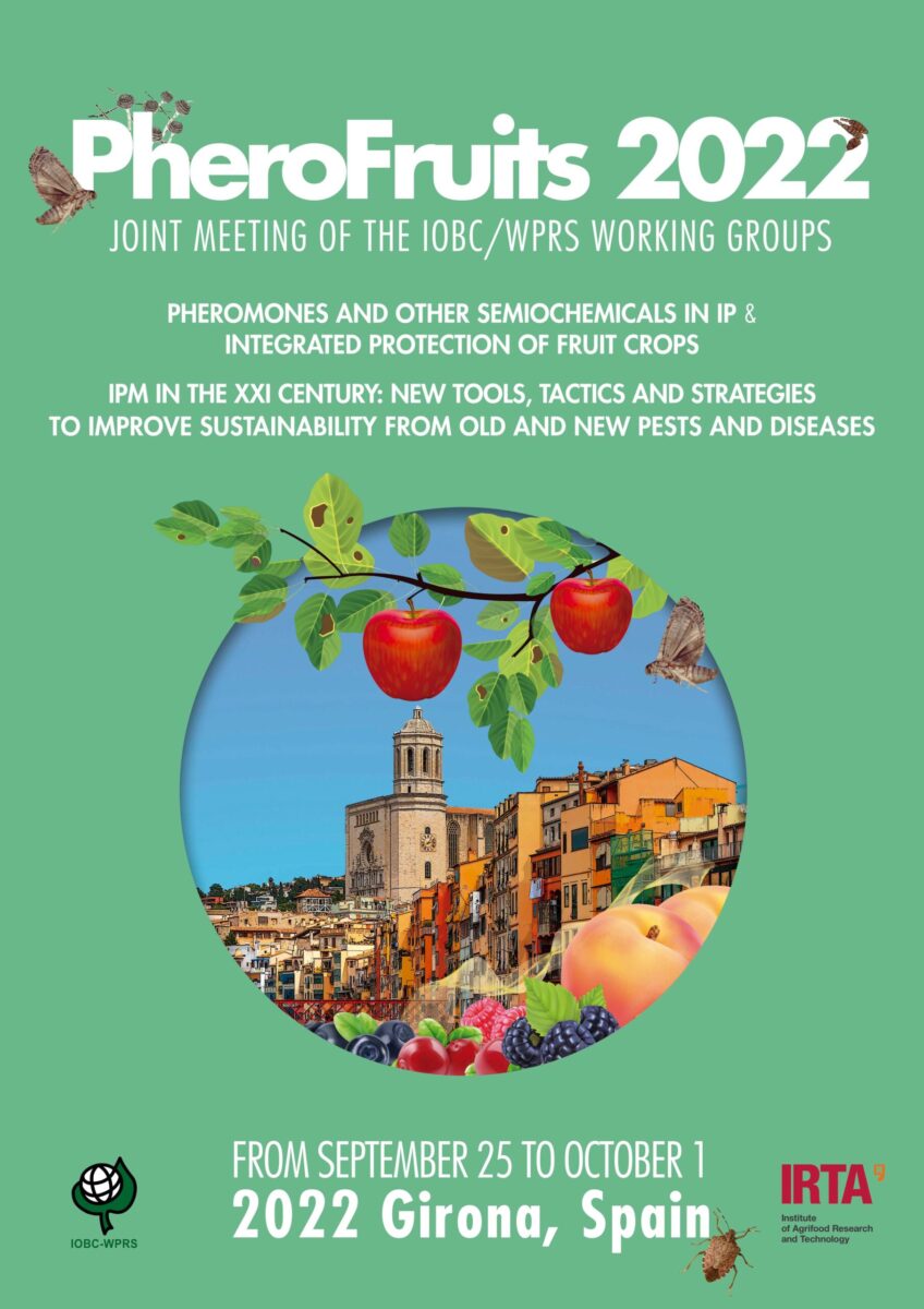 Logo: PheroFruits 2022, Joint Meeting of the IOBC-WPRS Working Groups "Pheromones and Other Semio-Chemicals in IP" & "Integrated Protection of Fruit Crops", 25-29 September 2022, Girona, Spain