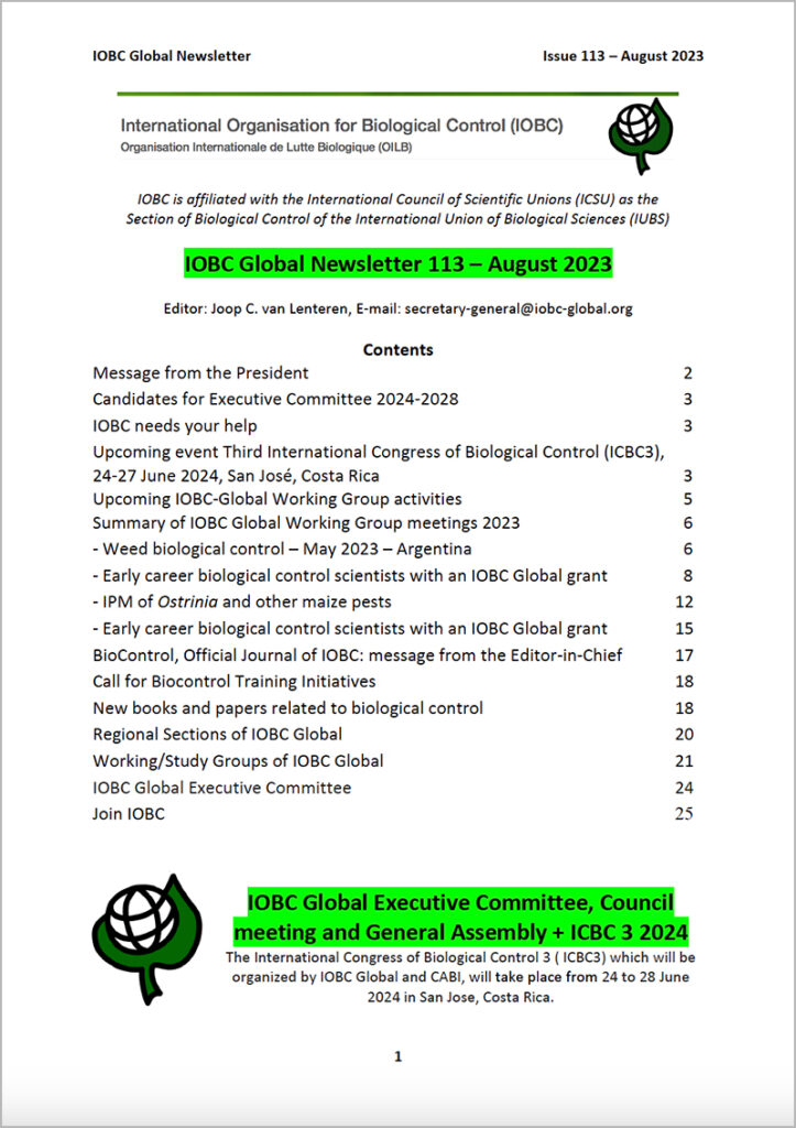 IOBC-Global Newsletter Issue 113, August 2023: Cover page